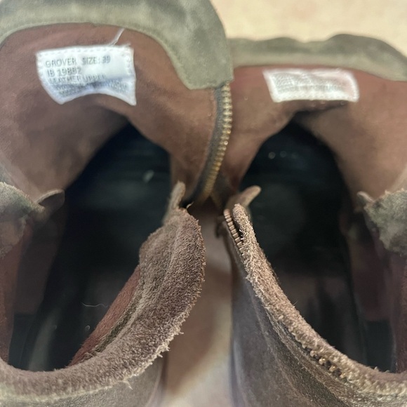 Miz Mooz Suede Grover Ruched Scrunchy Forest Green Side Zip Ankle Bootie - Picture 12 of 14